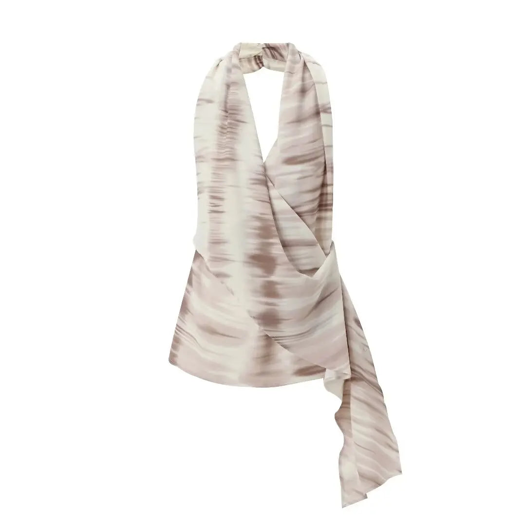 Halter hals tie dye Top & brede ben bukser sæt - Armina