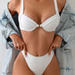Push up-bh med solid ring og højtaljet bikinisæt - Arya
