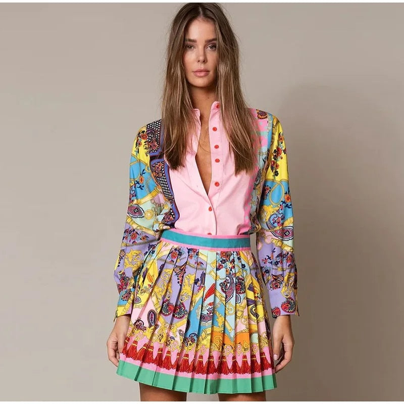 Linchen - Elegante Print-skjorte-røjesæt