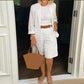 Bomuld-Hør Blazer & Shorts 2-delt Sæt - Tarina