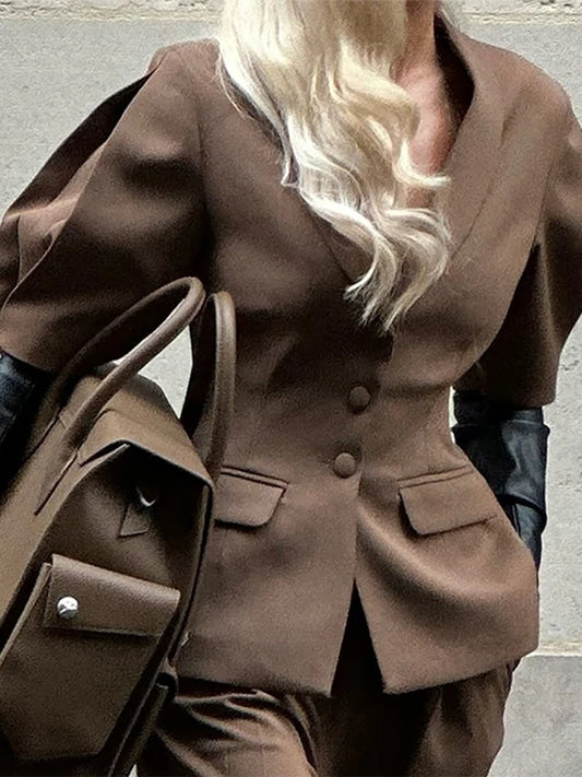 Kort Puffærmet Blazer & Bukser Sæt - Stelle