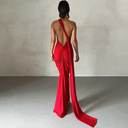Josepha - Elegant Bodycon-kjole Med En Skulder Ryggløs
