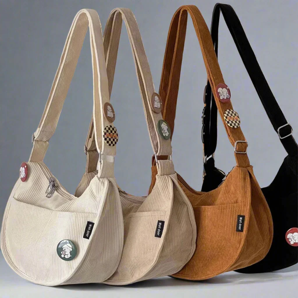 Kvinders Corduroy Crossbody-taske - Oriella