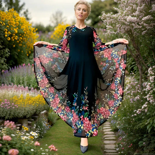 Flot lang kjole med blomsterprint - Remi