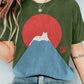 Japansk kunst Fuji-kat på bjerg T-shirt med tryk - Patricia