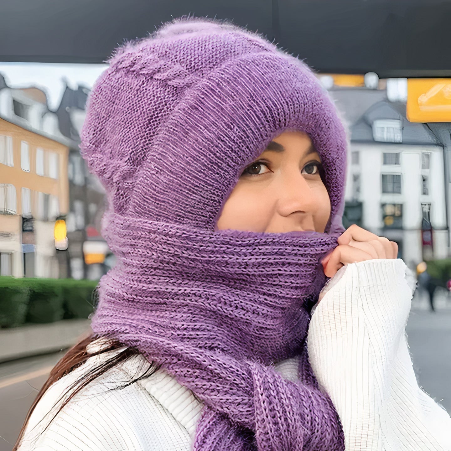 Hyggeligt uldhue og halstørklæde sæt - Misana