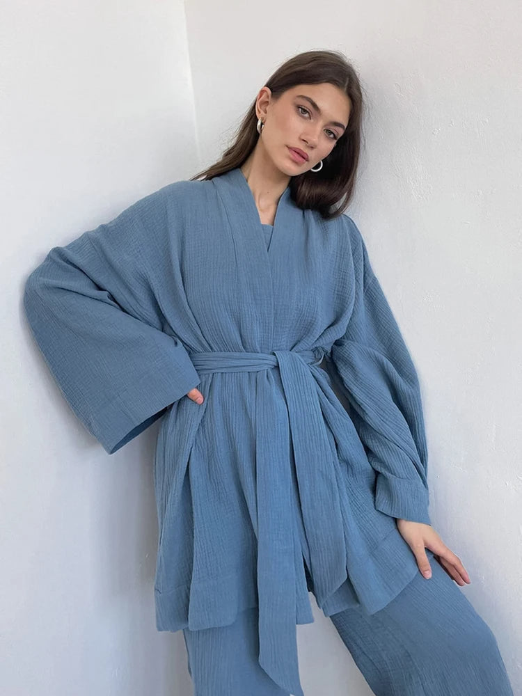 Elegant komfortabelt kimono-sæt til kvinder - Haliya