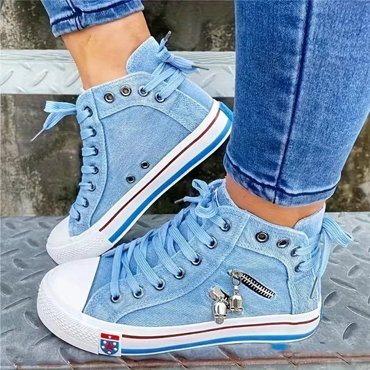 Urban trend-sneaker - denim-look og lynlås - Sydney