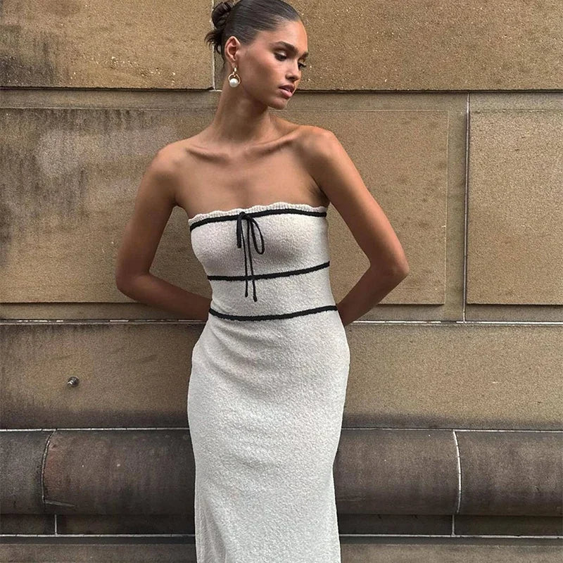 Reinhilde - Elegant ensemble bestående af bandeau-top og maxi-nederdel