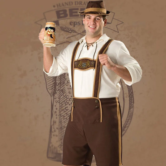 Traditionelle stilfulde oktoberfest-lederhosen til mænd - Pandrix