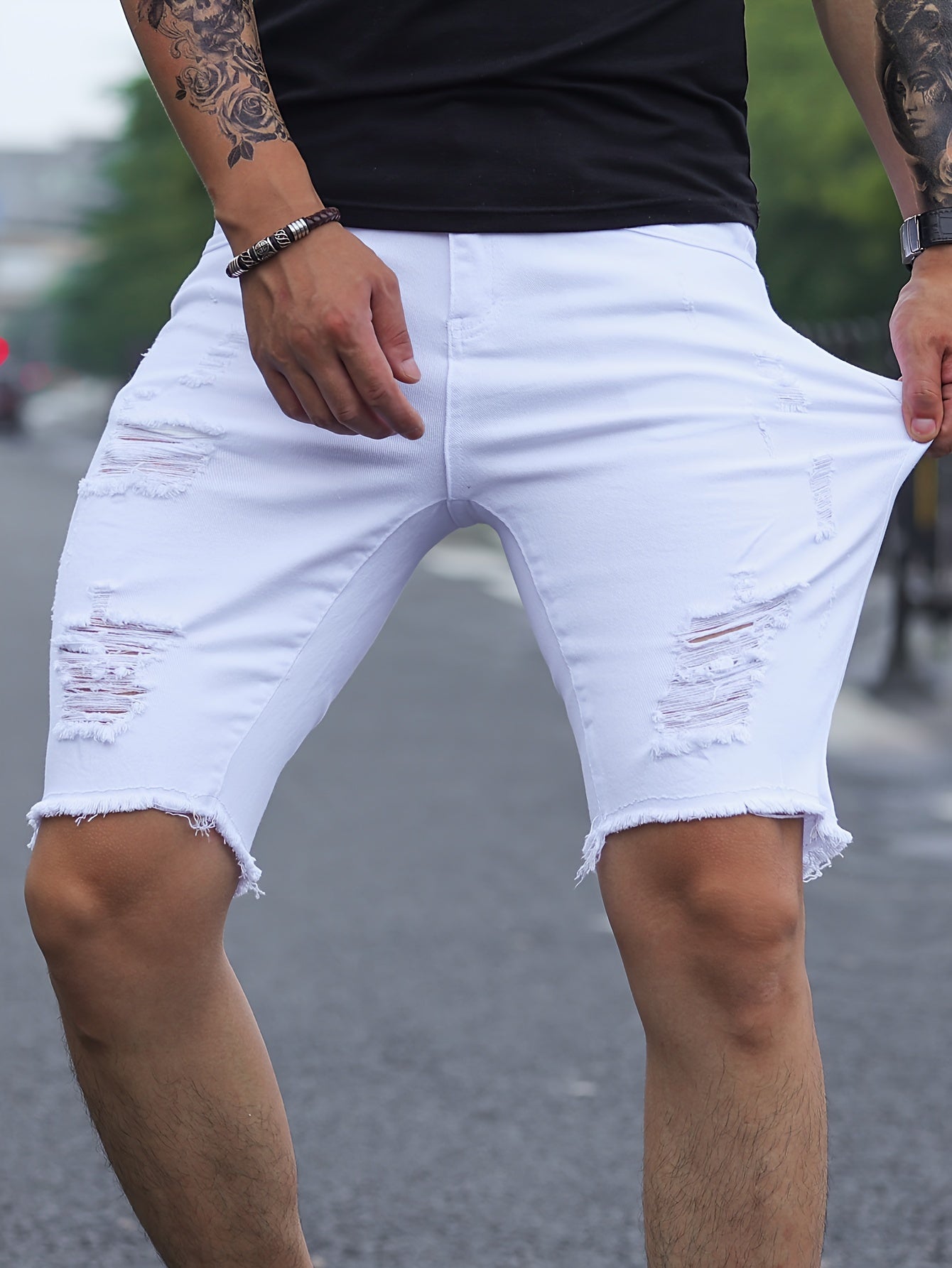 Kongeblå rippede shorts - Carl