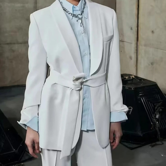 Flerfarvet blazer- og buksesæt i homewear-stil - Bianca