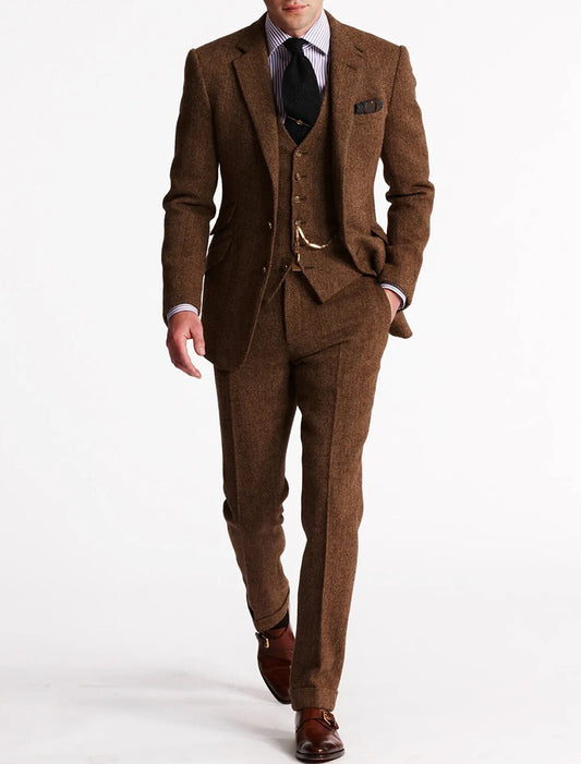 Herre 3-delt tweed smokingdragt - Alonzo