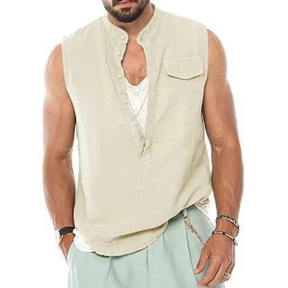 Herre Linned Ærmeløs Sommer Tank Top - Paten