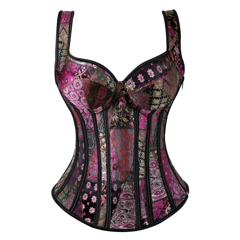 Bustier-korset i blomstret jacquard til kvinder - Maltee