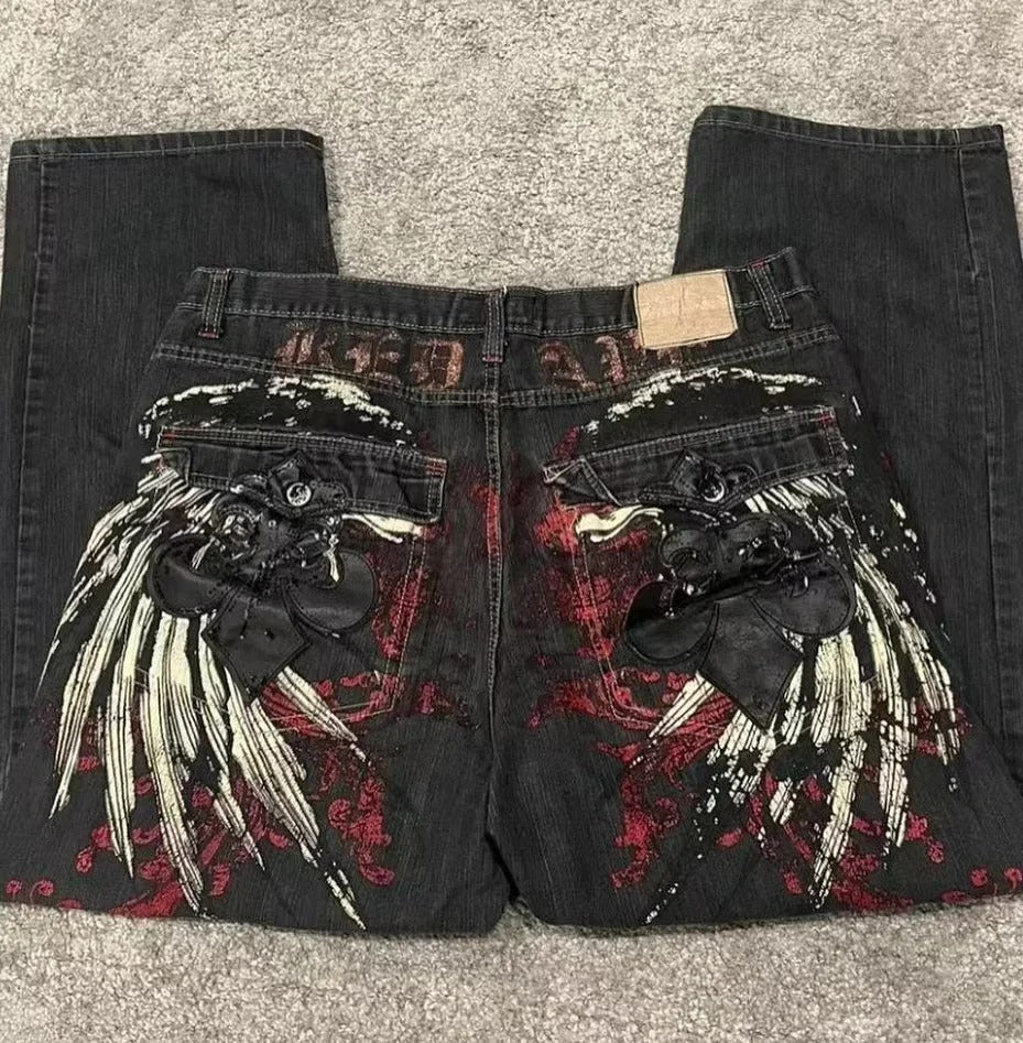 Kvinders højtaljede brede denim jeans - Luria